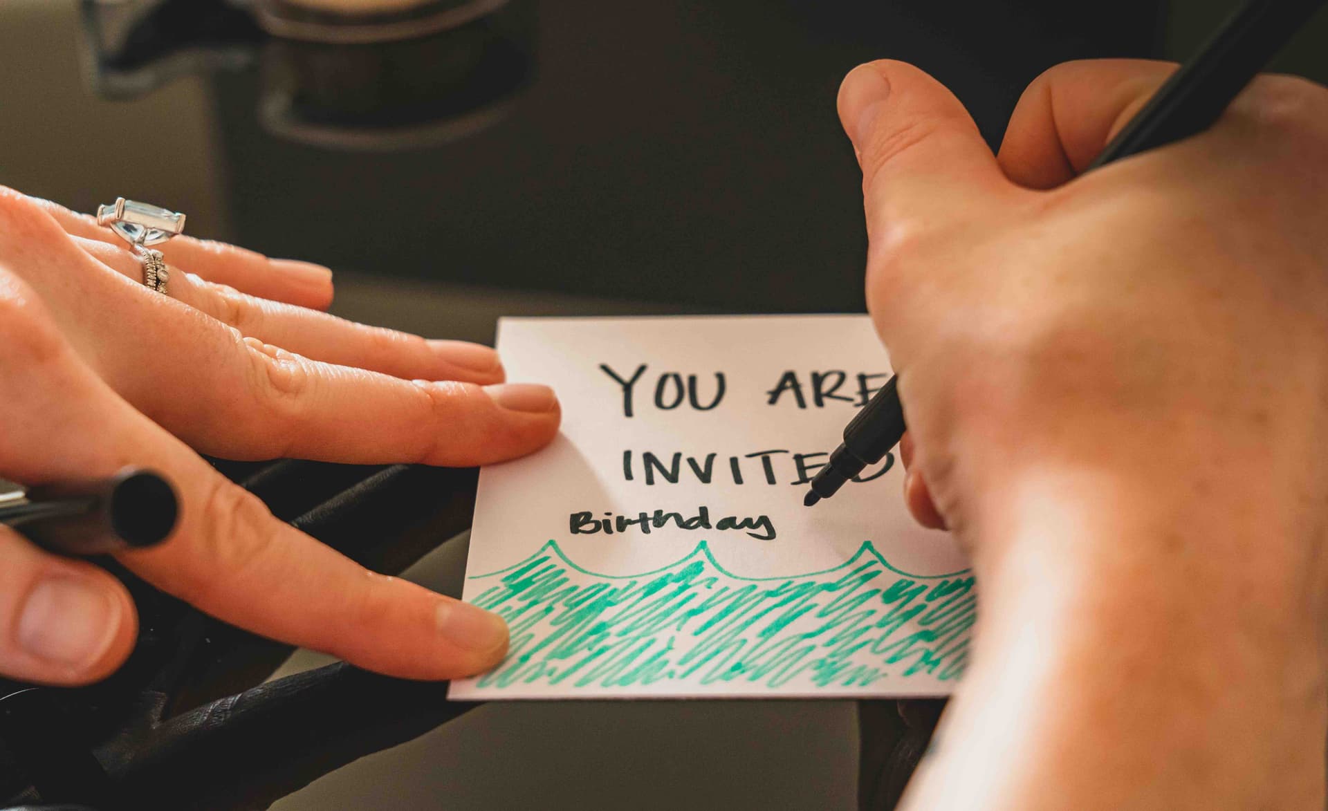 Writing a birthday card